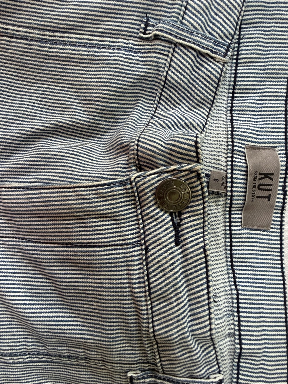 KUT Striped Denim pants in Navy and White